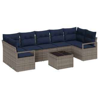 vidaXL Set Di Divani 8 Pz 7-numero Di Posti Grigio Polyrattan Vidaxl