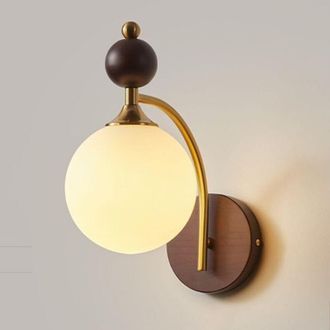 OEM Aplique De Pared Con Globo De Cristal, Aplique De Pared De Madera Retro, L&aacute;mpara De Pared N&oacute;rdica Minimalista De Mediados De Siglo, Farol De Pared Par