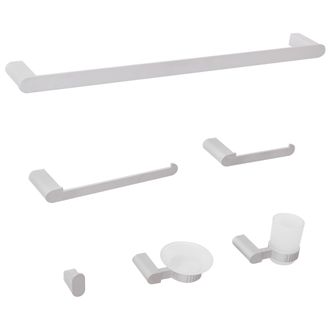 Beliani Beliani - Conjunto De 6 Accesorios De Ba&ntilde;o Minimalista De Aluminio Vaso Y Jabonera De Vidrio Incluidos Plateado Paracas