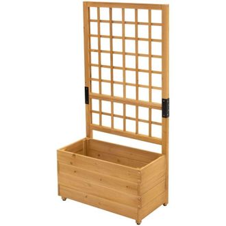 ML Design Ml-design - Jardinera con Enrejado Marrón 67,5 × 139 × 36,5 cm Macetero con Enredadera para Plantas Trepadoras, Maceta Elevada de Madera Maciza para