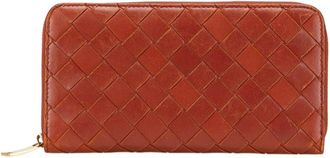 Bottega Veneta Intrecciato Brown Leather Long Wallet (Bi-Fold) (Pre-Owned)