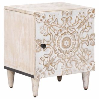 vidaXL Armario De Noche 40 X 33,5 X 46 Cm Madera De Mango Maciza Vidaxl