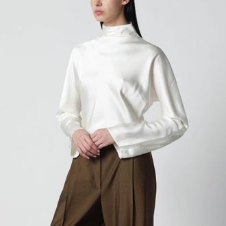 R&oacute;he Cream satin blouse