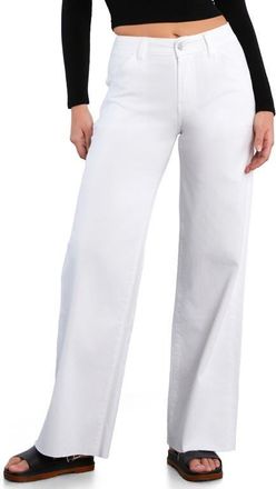 HINT OF BLU Raw Hem Wide Leg Carpenter Jeans in White at Nordstrom, Size 25