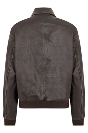 Prada Mens Leather Jacket Lambskin Dark Brown