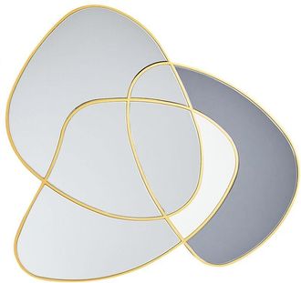 Beliani Beliani - Wall Mirror Irregular Shape Art Deco Style Gold Frame Coloured Glass Gold Tailly