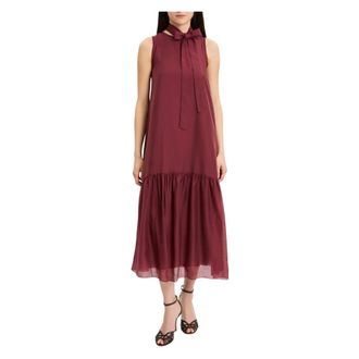 Kaos Maxi jurk met ruches - Dames - Maxi kleedjes - Bruin - 2XS - Polyester - Kleedjes