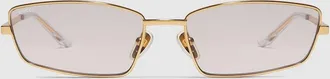 Gucci Rectangular Frame Sunglasses, Gold