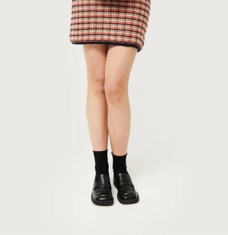 Compañíafantástica Knit Plaid Skirt In Orange Plaid