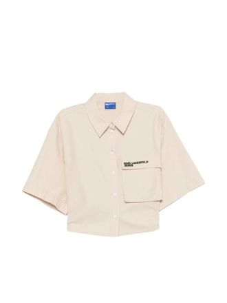 Karl Lagerfeld Cropped Boxy Shirt with Flap Pocket