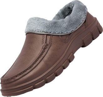 Generic Leather Winter Shoes for Men, Fashion Casual Winter Thermal Sneakers Fleece Lined Slip On Comfortable Work Shoes Waterproof Retro Casual Business Shoe