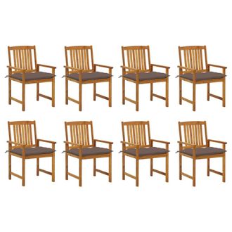 vidaXL Sillas De Jard&iacute;n Con Almohadillas 8 Pc Acacia Massive - 186996