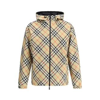 Burberry Jassen, Heren, Veelkleurig, S, Geruite Hoodie Jas