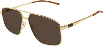 Gucci Stijlvolle zonnebril met bruine glazen - unisex - Accessoires - Geel - Maat: 60 MM