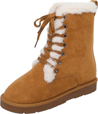 Generic Winter Shoes Mens Warm Lined Winter Boots Womens Winter Boots Outdoor Mens Elegant Leather Snow Boots Waterproof Winter Boots Outdoor, bronze, 9.5 UK