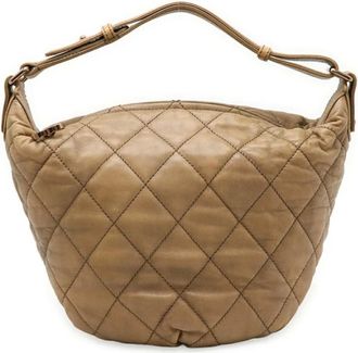 Chanel Pre-owned Shoulder Bags, female, Beige, Size: ONE SIZE Pre-owned Quilted Leather Bag