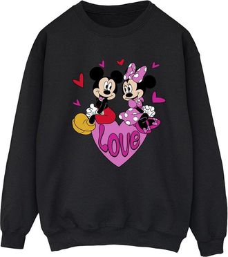Disney Dames/Dames Love Hearts Mickey & Minnie Mouse Sweatshirt (Zwart)