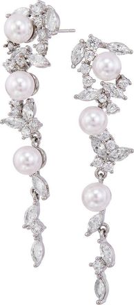 Savvy Cie Jewels Cubic Zirconia & Faux Pearl Cascade Earrings in Silver at Nordstrom Rack