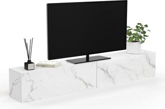 IDMarket Idmarket - Mobile Tv Sospeso Elio 180 Cm Con 2 Ante In Legno Effetto Marmo