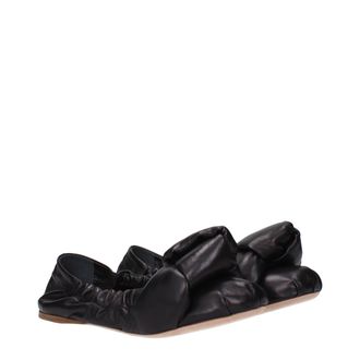 Miu Miu Womens Black Leather Ballet Flats