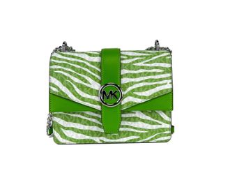 Michael Kors Michael Kors Greenwich Small Print Logo Crossbody Tote Chain Bag Jungle Green Womens $498