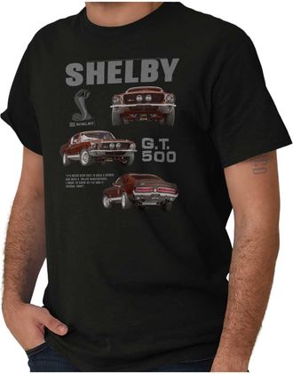 Brisco Brands Shelby Cobra GT500 T-Shirt - Officially Licensed Classic Muscle Car Graphic Tee for Men, Black, Large