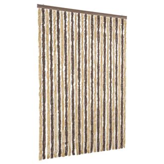 vidaXL Cortina Antimoscas Chenilla Marr&oacute;n Oscuro Y Beige 118x220 Cm Vidaxl