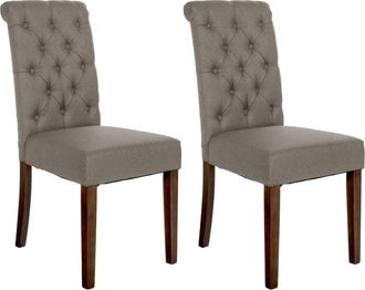 Clp Clp - Set De 2 Sillas De Comedor Lisburn En Tela O Terciopelo Gris Topo Tela
