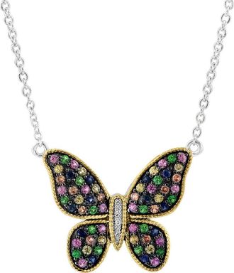 Effy Semiprecious Stone & Diamond Butterfly Pendant Necklace in Gold/Silver Multi at Nordstrom Rack, Size 18