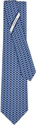 Ferragamo Stropdas met geometrische print - Blauw