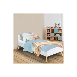 IDMarket Cama individual escandinava 90 x 190 CM SOREN madera y blanco