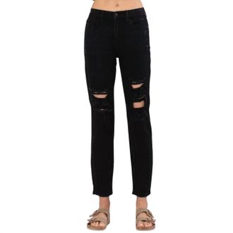Judy Blue High-Waist Destroyed Boyfriend Jeans In Black