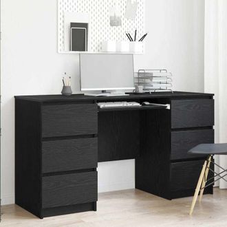 vidaXL Escritorio Roble Negro 140 X 50 X 76 Cm Madera De Ingenier&iacute;a