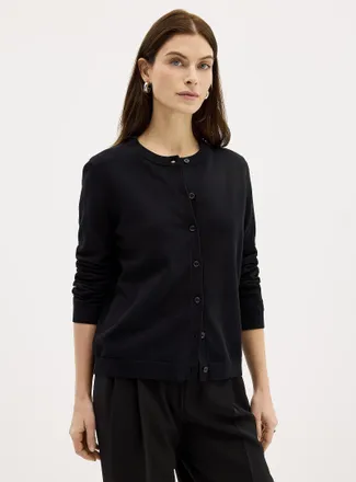 Contemporaine Womens Fine-knit solid essential Cardigan Sweater