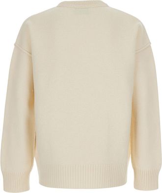Ami Logo-Embroidered Cotton Sweater - Beige