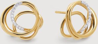Monica Vinader Gold Nura Wrap Pavé Diamond Stud Earrings Lab Grown Diamond