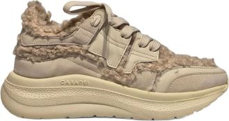 Casadei Mia chunky sneakers - women - Calf Suede/Polyester/Rubber/Artificial Fur - 37 1/2 - Neutrals
