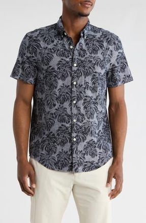 Original Penguin Print Short Sleeve Button-Up Shirt in Dark Sapphire at Nordstrom Rack, Size Xx-Large