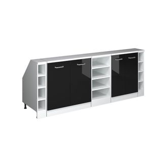 Vicco Armario De Cocina Para Techo Inclinado R-line, Negro Brillo Intenso, 210 Cm Lote De 5 Carcasas De Armario 60 Cm De Profundidad, Vicco