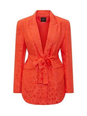 Pinko Orange Floral Notched Lapel Blazer