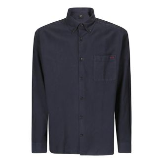 A.P.C. Casual Shirts, male, Blue, M, Blue Embroidered Logo Shirt