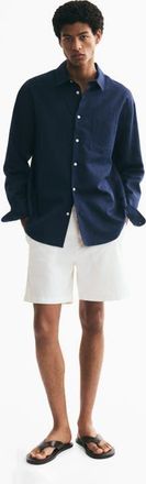 H&M Regular Fit Cotton Chino Shorts in Cream at Nordstrom, Size 33