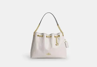 Coach Womens Evelyn Shoulder Bag With Quilting And Charm in White | Leather