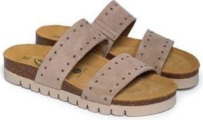 Plakton Brynn Double Strap Slide Sandal in Taupe Micro Studded Suede at Nordstrom Rack, Size 10Us / 41Eu