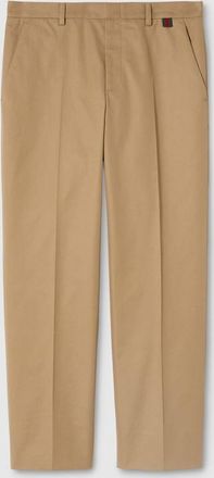 Gucci Cotton Twill Pants With Web Detail, Size 44, Brown, Ready-to-wear