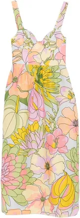 Farm Rio Floral-print Sweetheart-neck Midi Dress