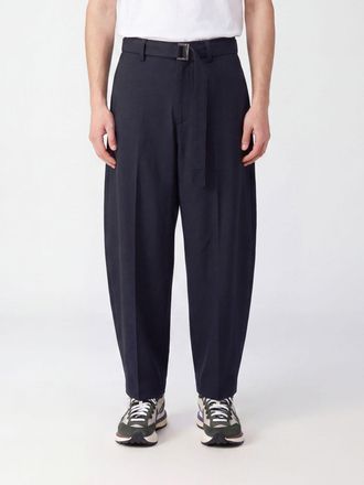 sacai Pantaloni wide leg in misto lana con cintura regolabile in vita