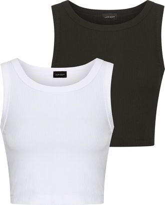 Laura Scott Crop-Top LAURA SCOTT, Damen, Gr. 40/42, schwarz-weiss (wei&szlig;, schwarz), Rippware, Obermaterial: 95% Viskose, 5% Elasthan, unifarben, Basic, figurbetont