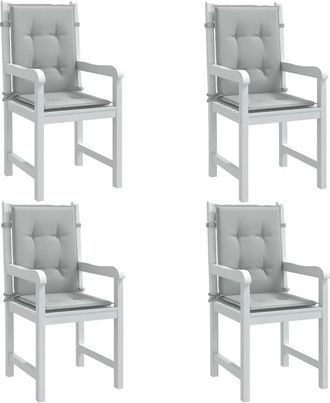vidaXL Vidaxl - Cojines Para Silla Respaldo Bajo 4 Ud Tela Gris Claro Melange