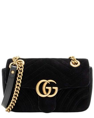 Gucci Matelass&eacute; Velvet Gg Marmont Small Flap Bag (Authentic Pre-Loved)